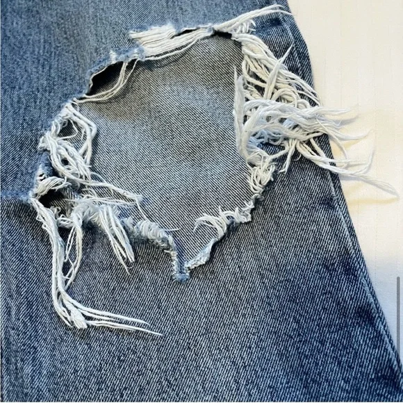 Agolde Lana Distressed Straight-Leg Jeans Backdrop Blue size 28 - Picture 9 of 16